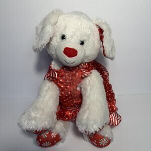 Build a Bear Puppy Dog Plush Merry Mint Peppermint Candy Cane Christmas wi Dress